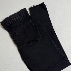 Free People Womens Size 30 Black Denim Jeggings Pull‎ On Frayed Hem Distressed